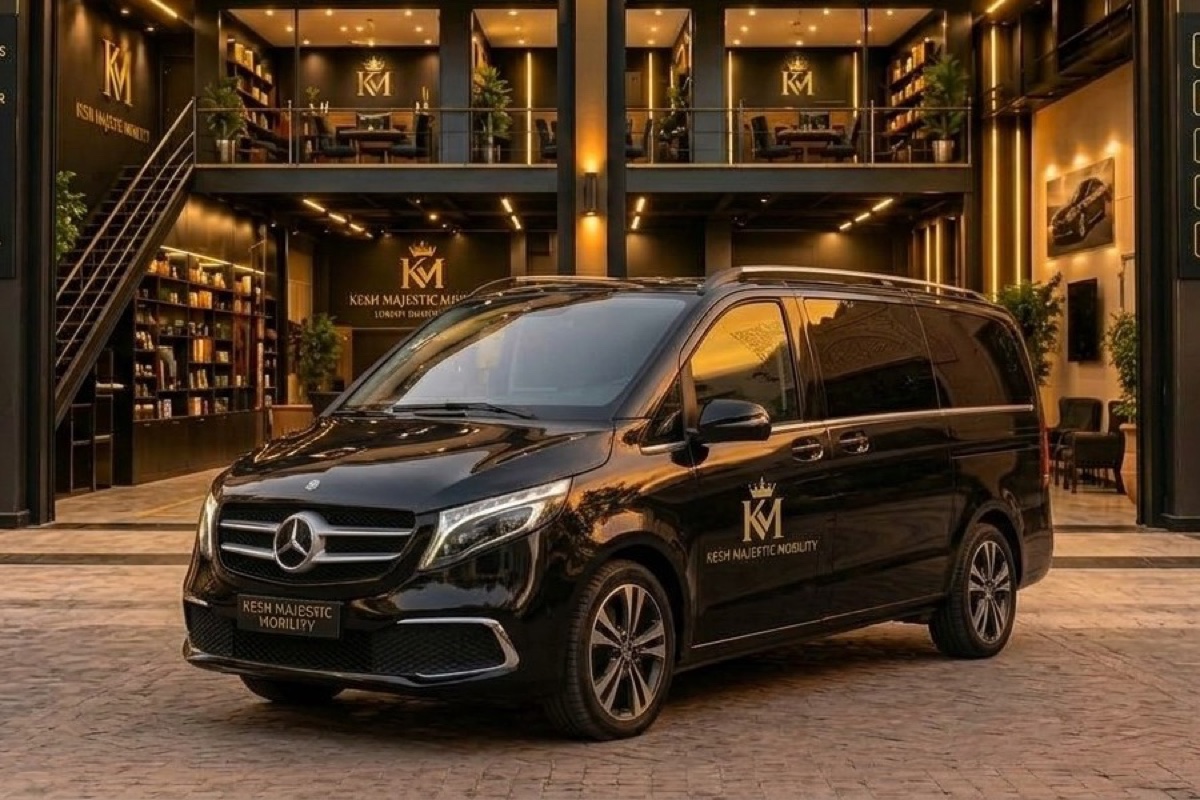 Black Mercedes-Benz Vito in front of the Kesh Majestic Mobility office